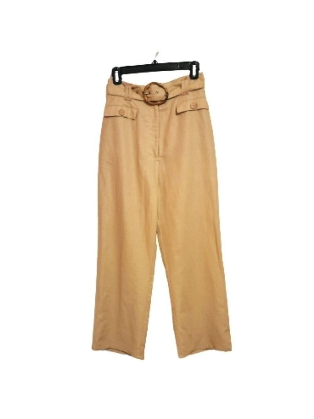 Finders Keepers Tan Linen Wide Leg Pants Size 4